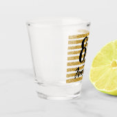 80 en Geweldige Gold Faux Glitter Stripe Custom Shot Glas (Links)