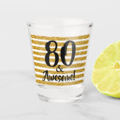 80 en Geweldige Gold Faux Glitter Stripe Custom Shot Glas (Voorkant)