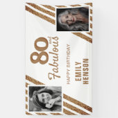 80 en Prachtig Goud Glitter 2 Foto 80ste Verjaarda Spandoek (Verticaal)