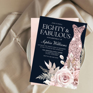 80 en verbazingwekkend! Stusty Roos Floral 80th Bi Kaart