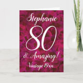 80 en Verbazingwekkende Abstracte Rode Rose Verjaa Kaart (Voorkant)