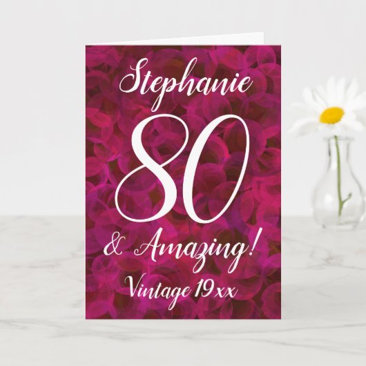 80 en Verbazingwekkende Abstracte Rode Rose Verjaa Kaart (Kleine Plant)