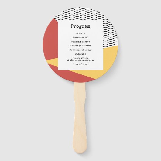 80-ers Pop art Memphis-stijl bruiloft programma Handwaaier (Achterkant)