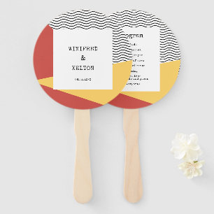 80-ers Pop art Memphis-stijl bruiloft programma Handwaaier