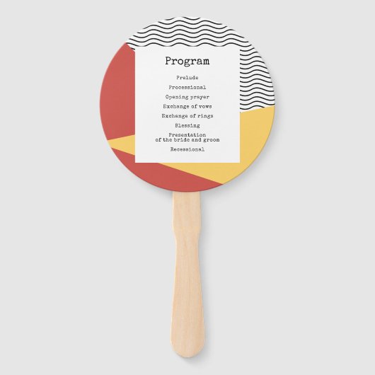 80-ers Pop art Memphis-stijl bruiloft programma Handwaaier (Achterkant)