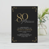 80- & Fabulous Black- en Gold-kalligrafie op zater Kaart (Staand voorkant)