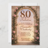 80 & Fabulous Bloemboog Verjaardag Kaart (Voorkant)