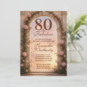 80 & Fabulous Bloemboog Verjaardag Kaart (Staand voorkant)