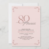 80 & Fabulous Blush Pink & Black Birthday Kaart (Voorkant)