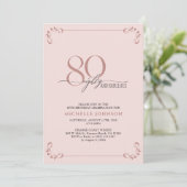 80 & Fabulous Blush Pink & Black Birthday Kaart (Staand voorkant)