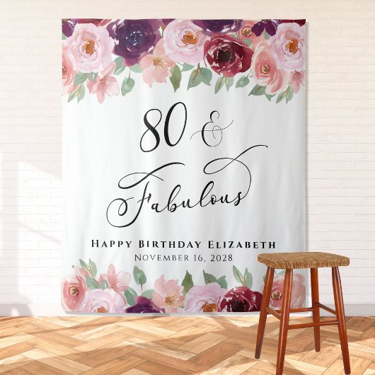 80 Fabulous Floral Waterverf Birthday Party Wandkleed