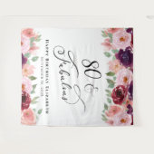 80 Fabulous Floral Waterverf Birthday Party Wandkleed (Voorkant (horizontaal))