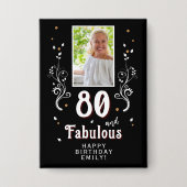80 & Fabulous Foliage 80e verjaardag foto Button (Voorkant)