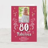 80 & Fabulous Foliage Magent 80th Birthday Foto Kaart (Voorkant)