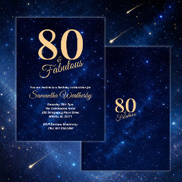 80 & Fabulous Gouden Nachtelijke Hemel Verjaardag Kaart