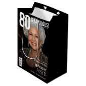 80 Fabulous Magazine Cover 80th Birthday  Medium Cadeauzakje (Voorkant Gekanteld)