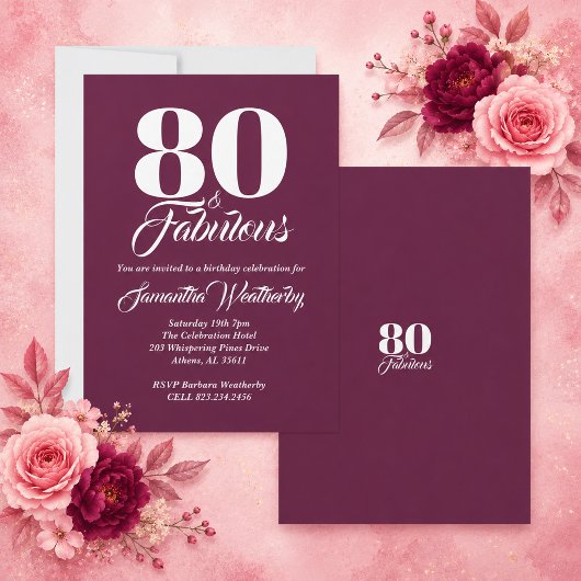 80 & Fabulous Moerbei Verjaardag Kaart