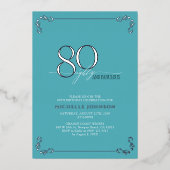 80 & Fabulous Turquoise & Silver Birthday Folie Uitnodiging (Voorkant)