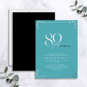 80 & Fabulous Turquoise & Silver Birthday Folie Uitnodiging