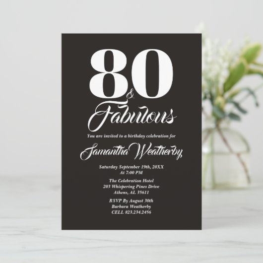 80 & Fabulous Witte Typografie Viering Kaart (Staand voorkant)