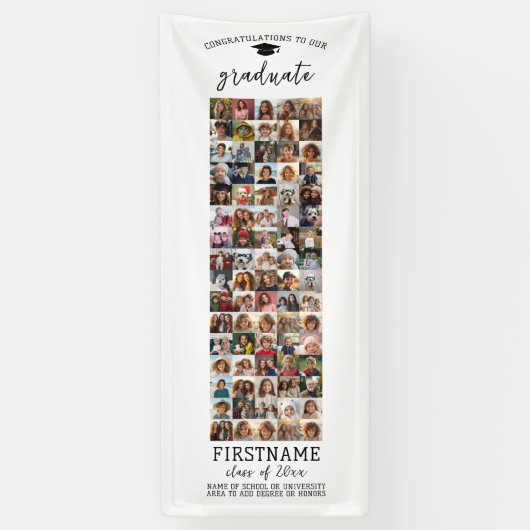 80 Foto Collage Afstuderen Modern Minimaal Wit Spandoek (Verticaal)