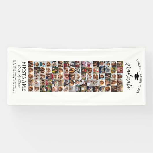 80 Foto Collage Afstuderen Modern Minimaal Wit Spandoek (Horizontaal)