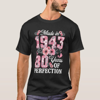 80 Gemaakt in 1943 Floral 80th T-shirt