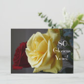 80 GloriousYears!-Birthday/Twee Rozen-met Citaat Kaart (Staand voorkant)