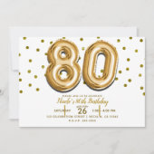 80 gouden ballonnen en Confetti 80ste verjaardagsf Kaart (Voorkant)