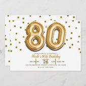 80 gouden ballonnen en Confetti 80ste verjaardagsf Kaart (Voorkant / Achterkant)