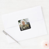 80 goudkleurige script foto verjaardagsgunst vierkante sticker (Envelop)