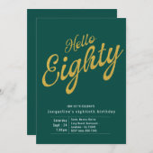 80 groene goudmoderne 80ste verjaardag kaart (Voorkant / Achterkant)