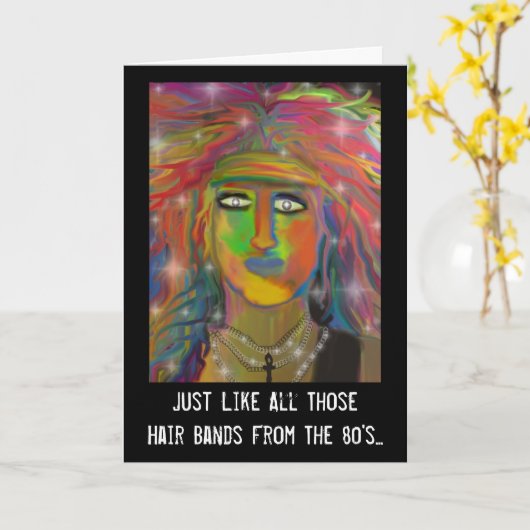 80 "Hair Bands" Verjaardag Kaart (Gele Bloem)