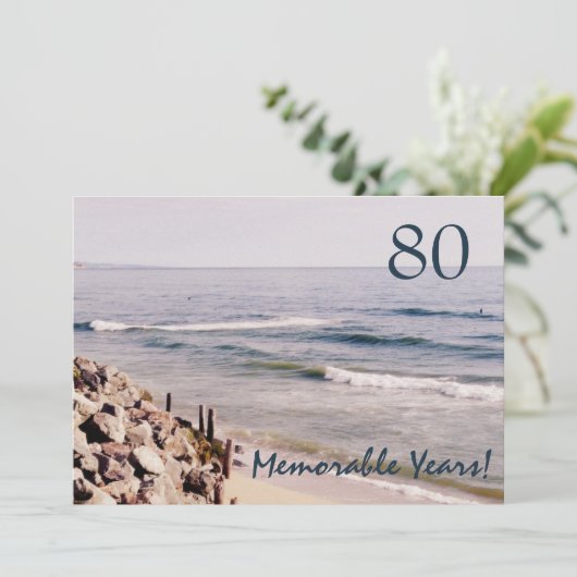 80 Herdenkingsjaren/Birthday Party-Ocean Kaart (Staand voorkant)