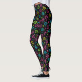 80-inch Retro Black en Neon Doodle Pattern Leggings (Links)