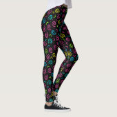 80-inch Retro Black en Neon Doodle Pattern Leggings (Rechts)