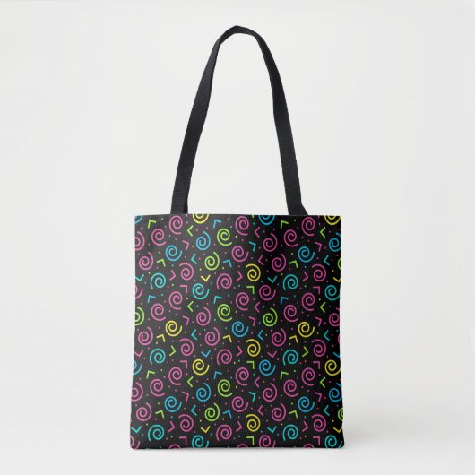 80-inch Retro Black en Neon Doodle Pattern Tote Bag (Voorkant)