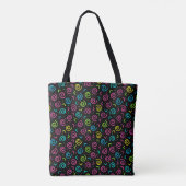 80-inch Retro Black en Neon Doodle Pattern Tote Bag (Achterkant)
