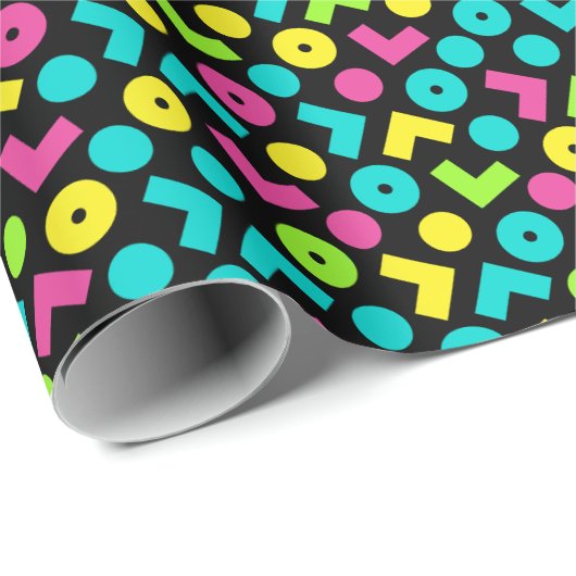 80-inch Retro Black en Neon Pattern Cadeaupapier (Rol Hoek)