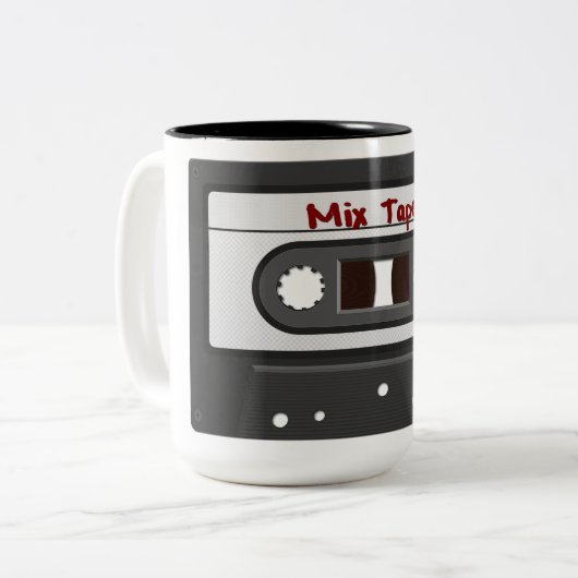 80-inch Retro Mix Tape Coffee-Mok Tweekleurige Koffiemok (Voorkant links)