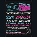 80-inch Retro-tape, muziekwinkel Adverteren Flyer<br><div class="desc">80's Retro tape,  muziekwinkel Adverteren brochures met de Visitekaartje winkel.</div>