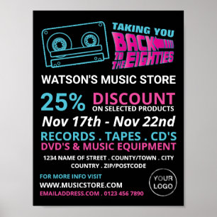 80-inch Retro-tape, muziekwinkel Adverteren Poster