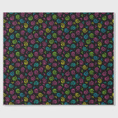 80-inch zwart-witpatroon en Neon Doodle Pattern Cadeaupapier (Vlak)
