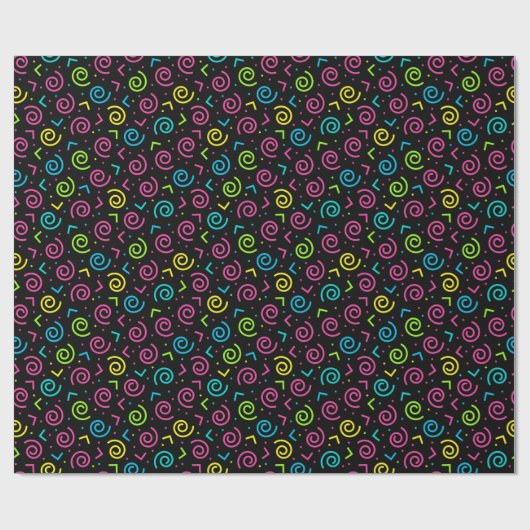 80-inch zwart-witpatroon en Neon Doodle Pattern Cadeaupapier (Vlak)