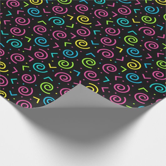 80-inch zwart-witpatroon en Neon Doodle Pattern Cadeaupapier (Hoek)