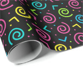 80-inch zwart-witpatroon en Neon Doodle Pattern Cadeaupapier (Rol Hoek)