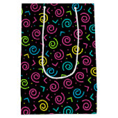 80-inch zwarte & Neon Doodle Pattern Medium Cadeauzakje (Achterkant)
