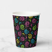80-inch zwarte & Neon Doodle Pattern Papieren Bekers (Rechts)