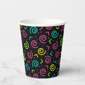 80-inch zwarte & Neon Doodle Pattern Papieren Bekers (Voorkant)