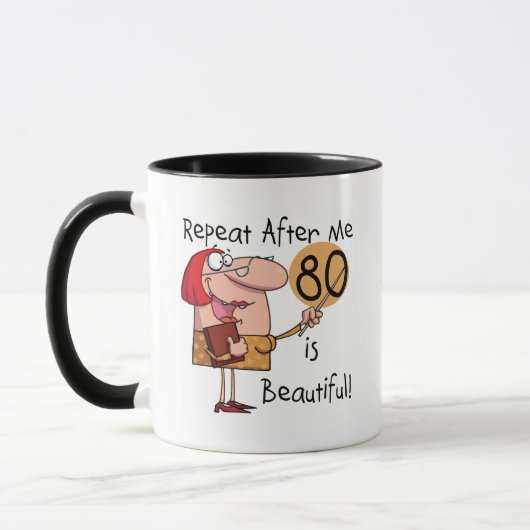 80 is mooie t-shirts en cadeautjes mok (Links)